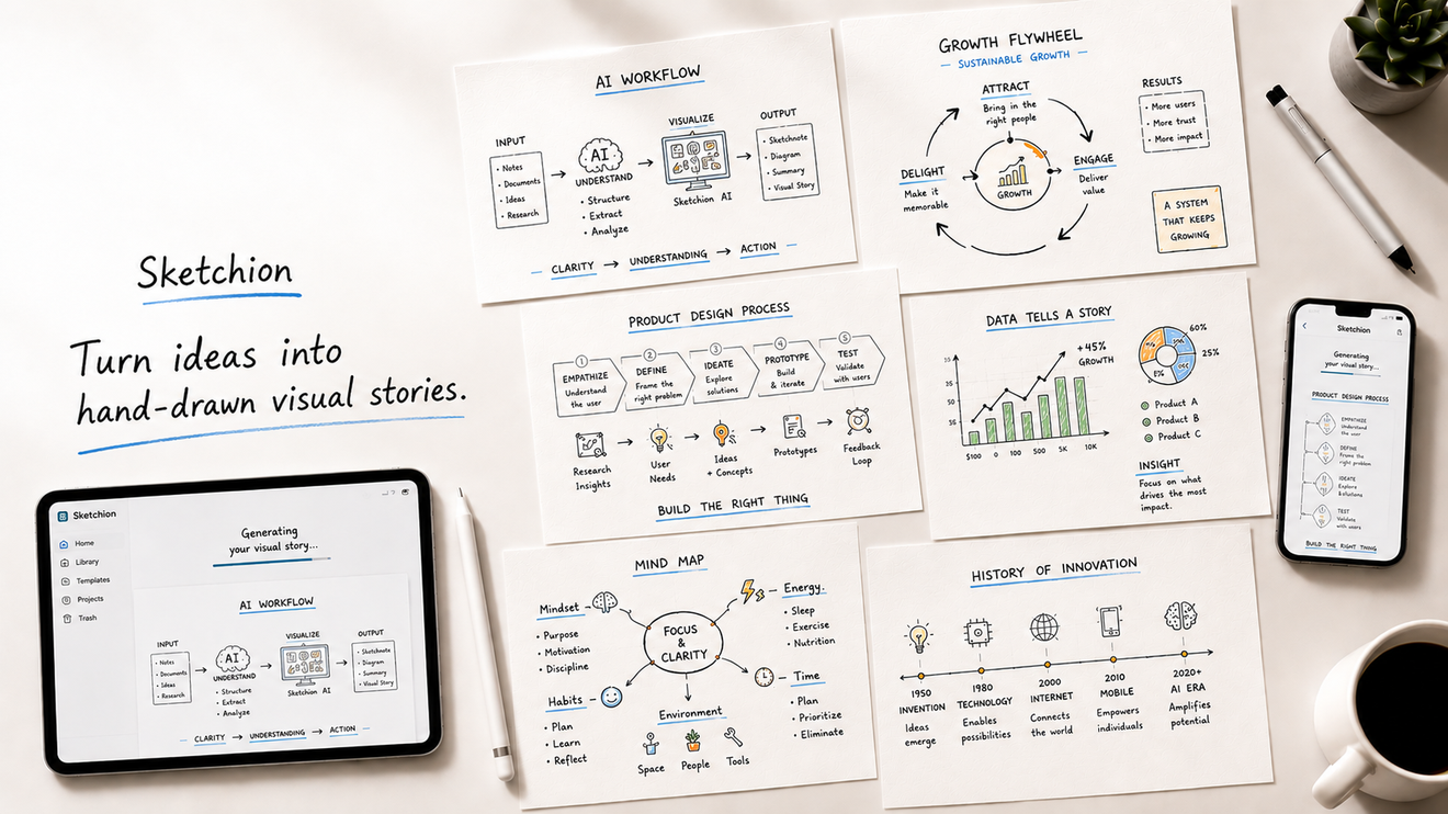 Sketchion product interface showcase.
